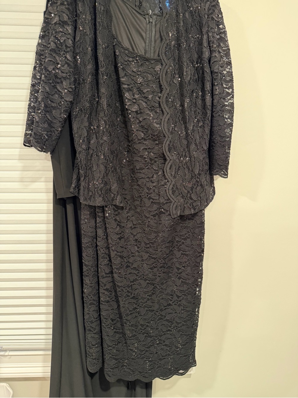 Alex Evenings Black Lace Sequin Jacket and Dress Set